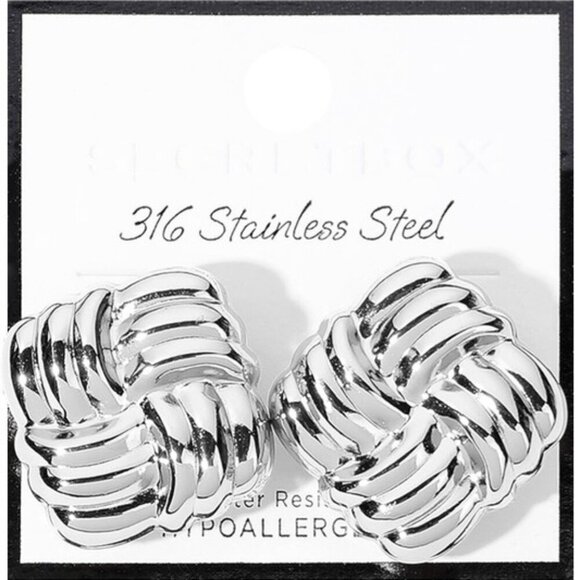 STAINLESS STEEL GEOMETRIC STUD EARRINGS - Picture 1 of 1